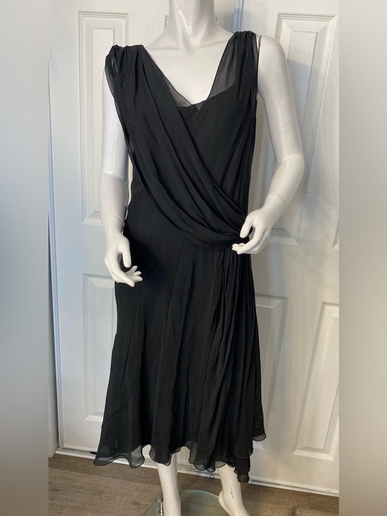 Max Studio Dresses & Skirts - 💯Silk Max Studio Black Layered Draped Midi Dress